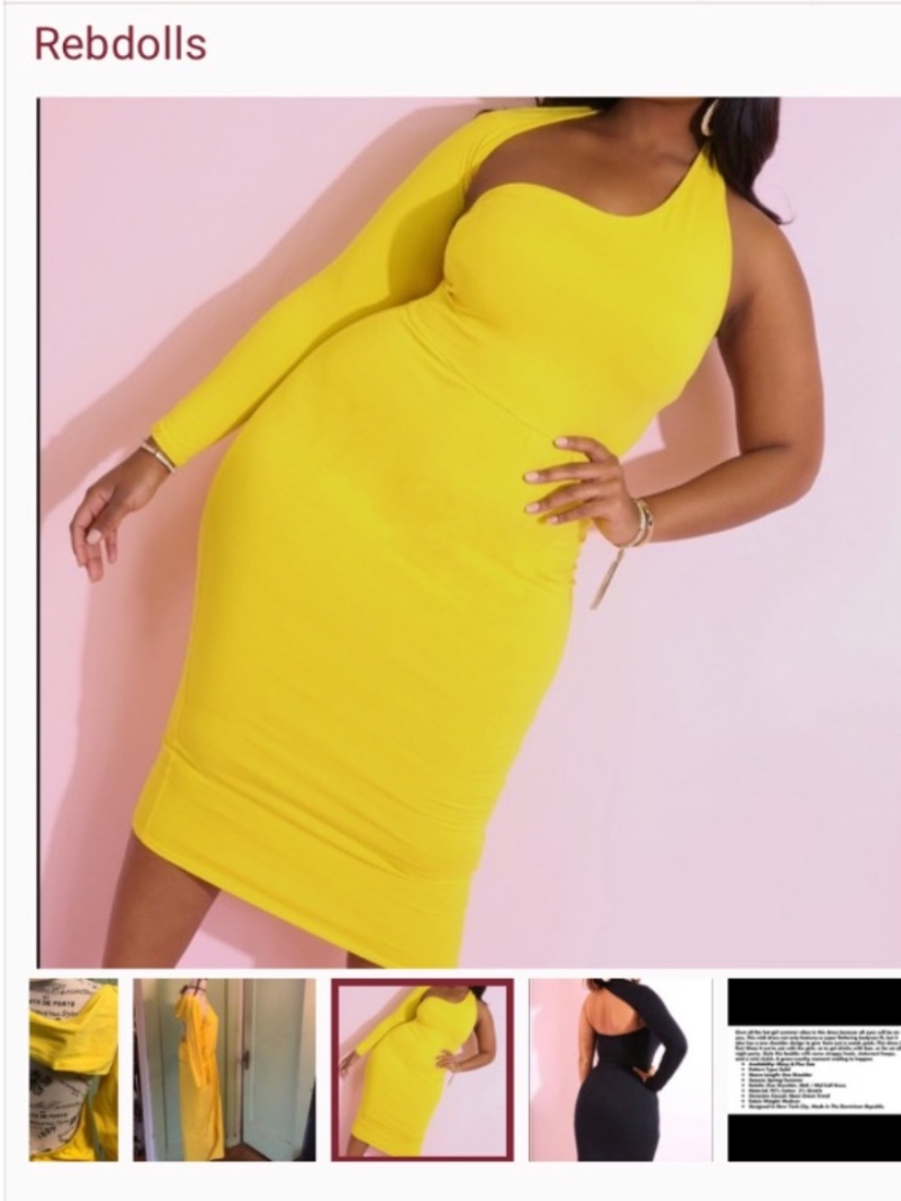 Rebdolls One-Shoulder Bright Yellow Bodycon Dress
